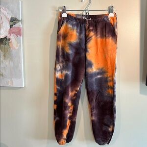 Lush Women’s Tie-Dye Track Pants in Orange and Black Size Small